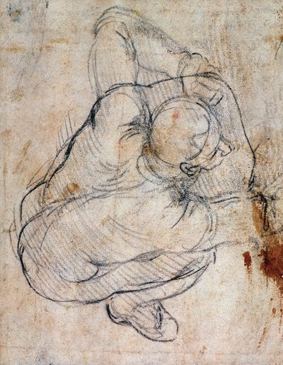 Studie für das Jüngste Gericht (Schwarze Kreide auf Papier) (recto) von Michelangelo Buonarroti